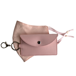 Open image in slideshow, Breathable Fabric Masks (2-Ply) With Leather Pouch Keyring Holder
